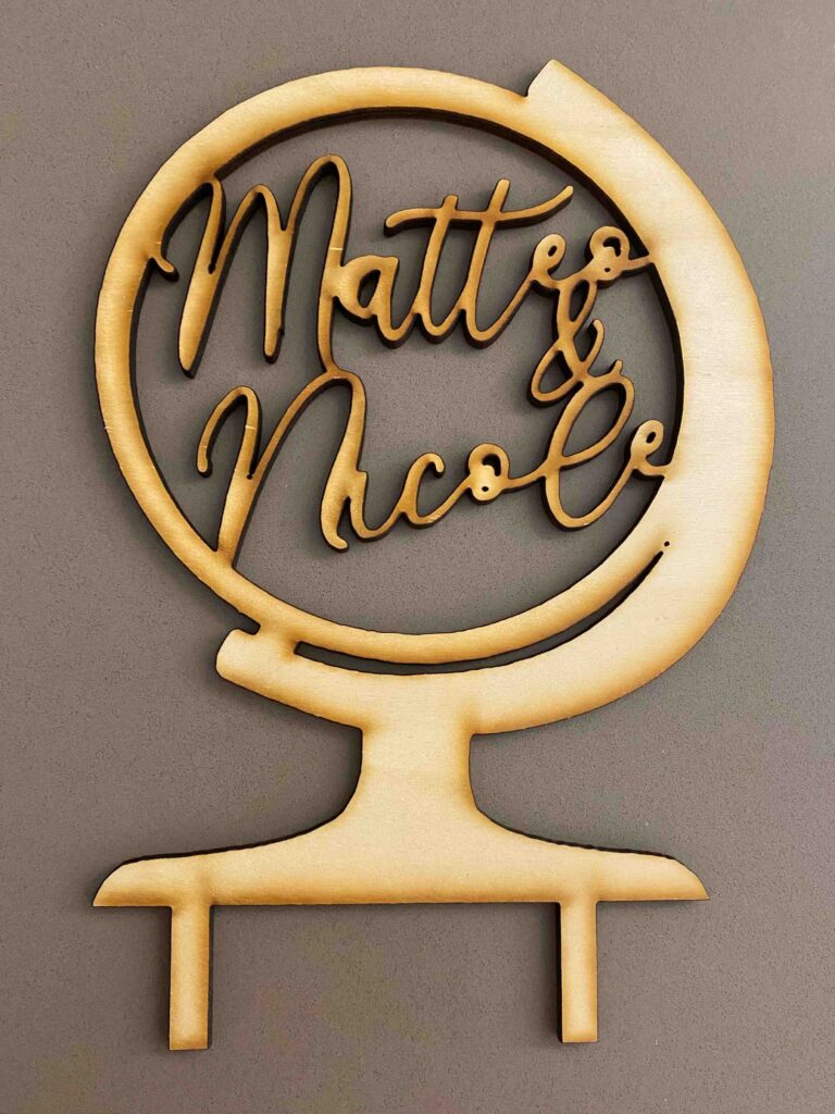 Cake topper mappamondo a tema viaggio